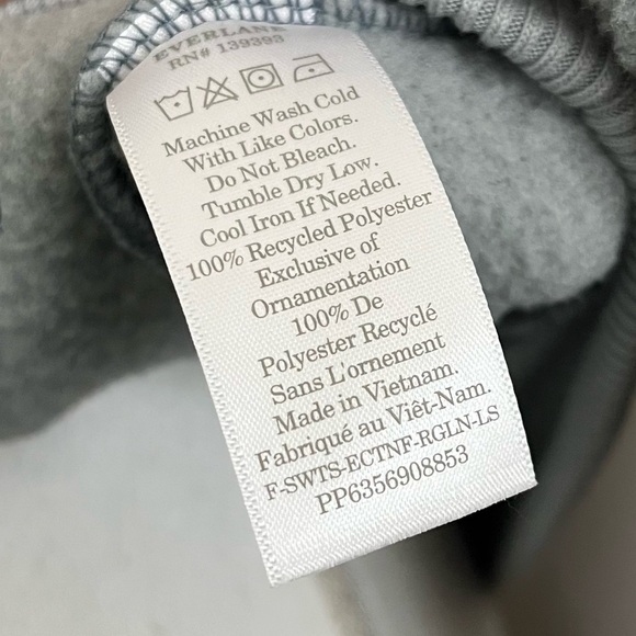 Everlane • Renew Raglan Long Sleeve Fleece Sweatshirt Pale Sage - Picture 6 of 7